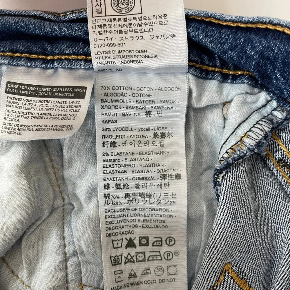 Levis 511 Jeans Mens 34x32 Blue Slim Fit Denim Distressed Grunge Skater Preppy